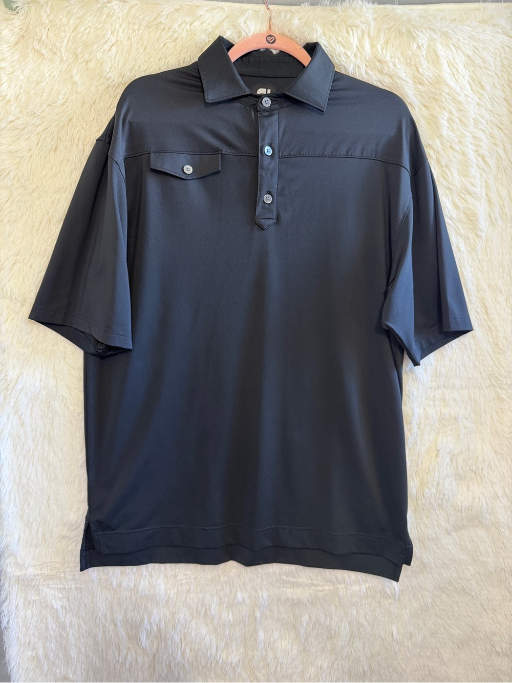 FootJoy Mens Short Sleeve Performance Golf Polo Shirt Size L Black Country Club